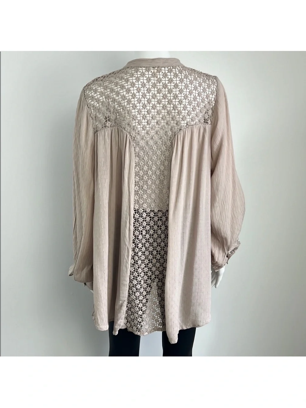 Free People Crochet-Back Button Down Shirt oversized comfortable